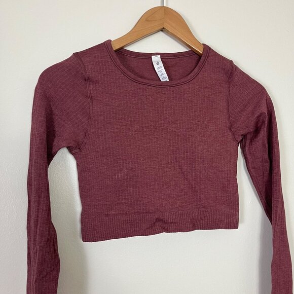 Lululemon Athletic Ebb To Street Long Sleeve Shirt Smoky Red Women’s Size 4 - Picture 3 of 9